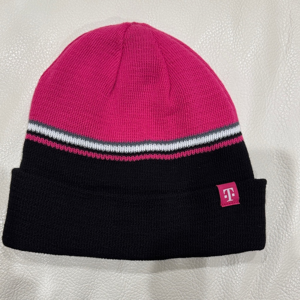 T-Mobile Pink and Black Adult unisex Beanie-Brand New
